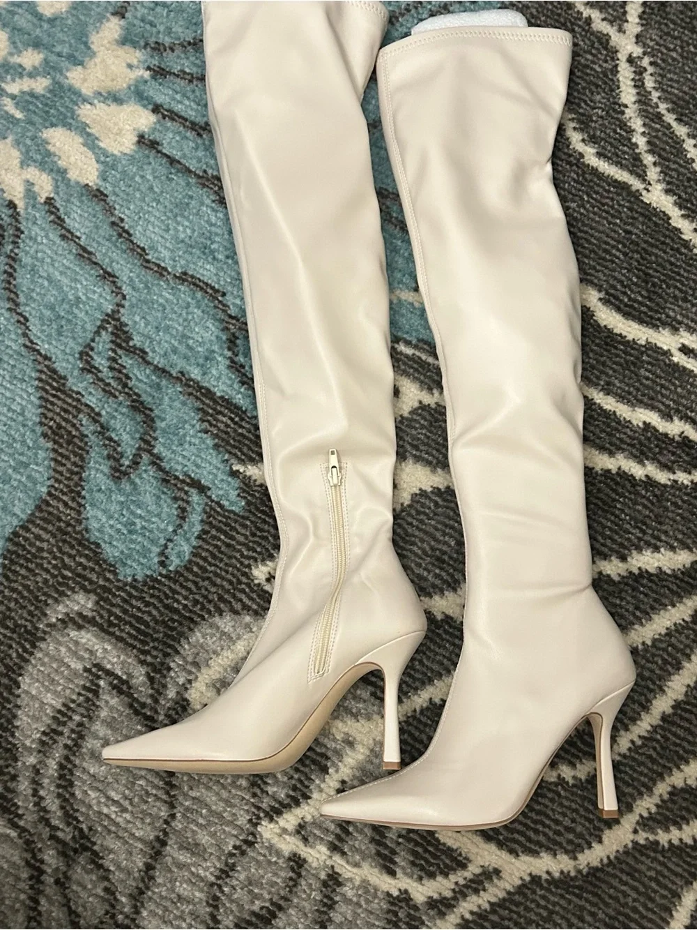 Women's Steve Madden Lorinda Over-the-Knee Pointed Toe Stiletto Boot in Bone 6